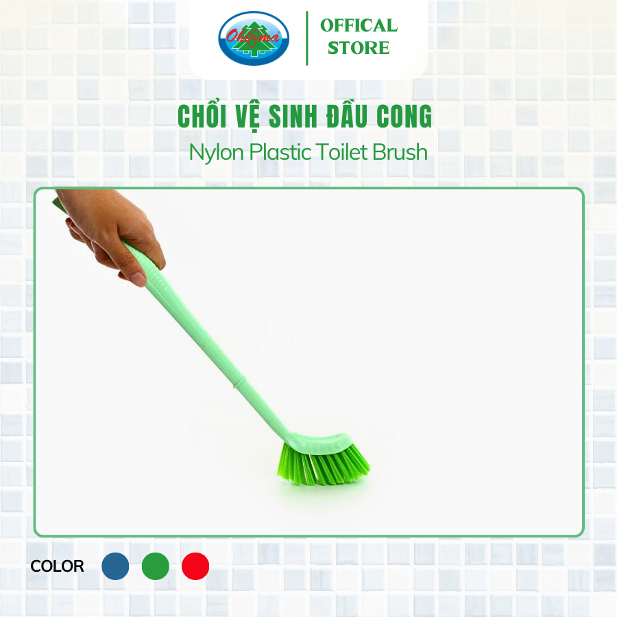  Cọ Bồn Cầu, Chổi Chà Toilet Đầu Cong Ohi@ma Nylon Plastic Toilet Brush HM-1506, Bàn Chải Nhà Vệ Sinh 