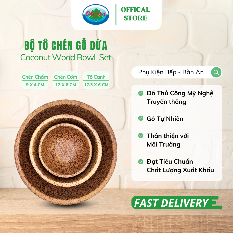  Chén Cơm Gỗ Dừa Ohi@ma Coconut Wood Bowl Of Rice 
