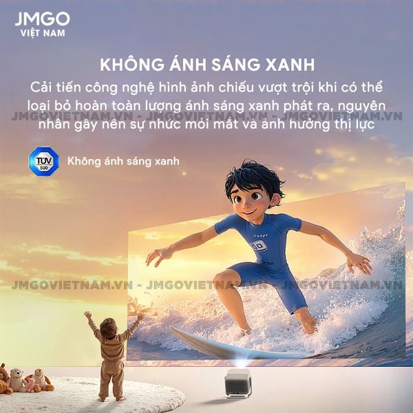 JMGO N1s 4K - Máy chiếu Triple-Laser DLP thông minh tích hợp Google TV và Netflix chính chủ, độ sáng 1.100 ISO lumens, phân giải chuẩn 4K UHD và hỗ trợ đa tính năng thông minh