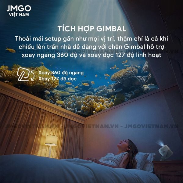JMGO N1s 4K - Máy chiếu Triple-Laser DLP thông minh tích hợp Google TV và Netflix chính chủ, độ sáng 1.100 ISO lumens, phân giải chuẩn 4K UHD và hỗ trợ đa tính năng thông minh