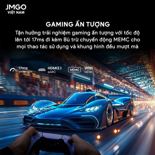 JMGO N1s 4K - Máy chiếu Triple-Laser DLP thông minh tích hợp Google TV và Netflix chính chủ, độ sáng 1.100 ISO lumens, phân giải chuẩn 4K UHD và hỗ trợ đa tính năng thông minh