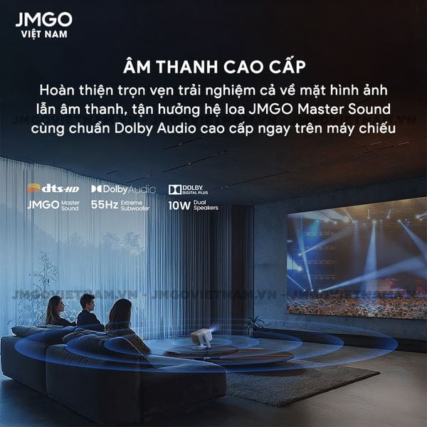 JMGO N1s 4K - Máy chiếu Triple-Laser DLP thông minh tích hợp Google TV và Netflix chính chủ, độ sáng 1.100 ISO lumens, phân giải chuẩn 4K UHD và hỗ trợ đa tính năng thông minh