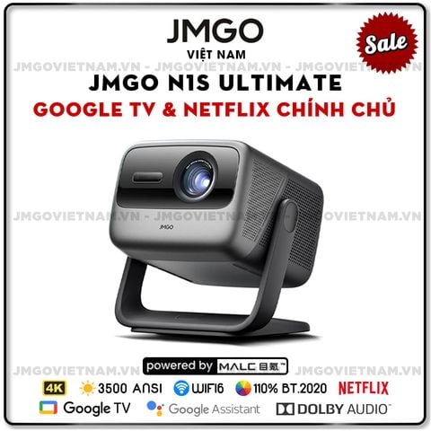 JMGO N1s Ultimate - Máy chiếu Triple-Laser DLP thông minh tích hợp Google TV và Netflix chính chủ, độ sáng 3500 ansi lumens, phân giải chuẩn 4K UHD và hỗ trợ đa tính năng thông minh
