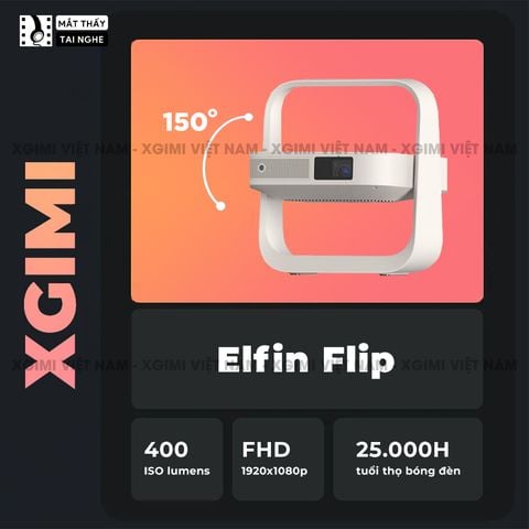 Xgimi Elfin Flip - Máy chiếu thông minh tích hợp hệ điều hành Xgimi OS, độ sáng 400 ISO lumens, phân giải Full HD, hỗ trợ các tính năng căn chỉnh thông minh, loa Harman Kardon và Netflix chính chủ