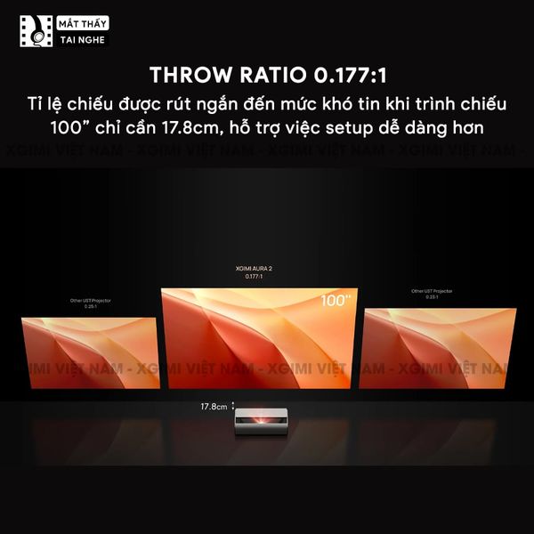 Xgimi Aura 2 - Máy chiếu siêu gần thông minh tích hợp hệ điều hành Android, nguồn sáng kép Dual Light 2.0, độ sáng 2300 ISO lumens, phân giải chuẩn 4K UHD, hỗ trợ các tính năng căn chỉnh thông minh, loa Harman Kardon, chuẩn Dolby Vision và IMAX Enhanced