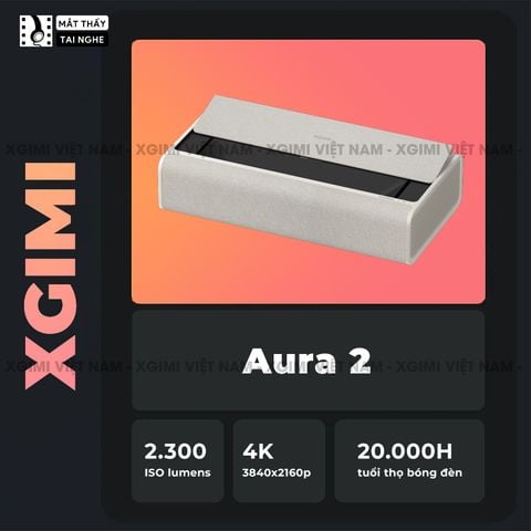 Xgimi Aura 2 - Máy chiếu siêu gần thông minh tích hợp hệ điều hành Android, nguồn sáng kép Dual Light 2.0, độ sáng 2300 ISO lumens, phân giải chuẩn 4K UHD, hỗ trợ các tính năng căn chỉnh thông minh, loa Harman Kardon, chuẩn Dolby Vision và IMAX Enhanced