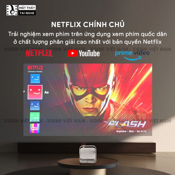 Xgimi Elfin Flip - Máy chiếu thông minh tích hợp hệ điều hành Xgimi OS, độ sáng 400 ISO lumens, phân giải Full HD, hỗ trợ các tính năng căn chỉnh thông minh, loa Harman Kardon và Netflix chính chủ
