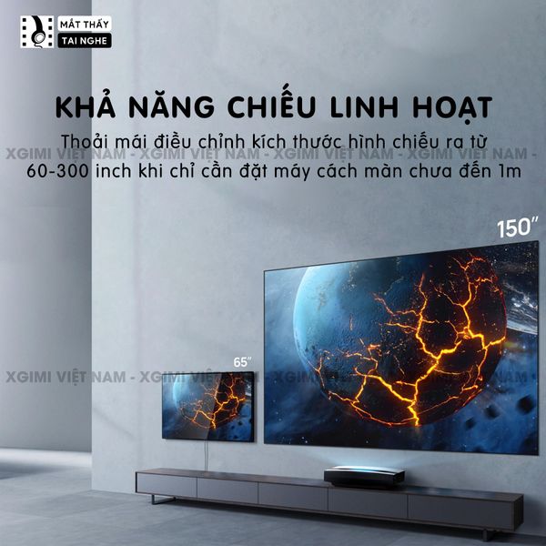 Xgimi Aura- Máy chiếu siêu gần thông minh tích hợp hệ điều hành Android, độ sáng 2400 ansi lumens, phân giải chuẩn 4K UHD, hỗ trợ lấy nét tự động Auto Focus và loa Harman Kardon