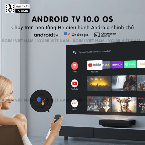Xgimi Aura- Máy chiếu siêu gần thông minh tích hợp hệ điều hành Android, độ sáng 2400 ansi lumens, phân giải chuẩn 4K UHD, hỗ trợ lấy nét tự động Auto Focus và loa Harman Kardon