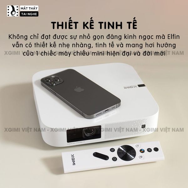 Xgimi Elfin - Máy chiếu thông minh tích hợp hệ điều hành Android, độ sáng 800 ansi lumens, phân giải Full HD, hỗ trợ các tính năng căn chỉnh thông minh và loa Harman Kardon