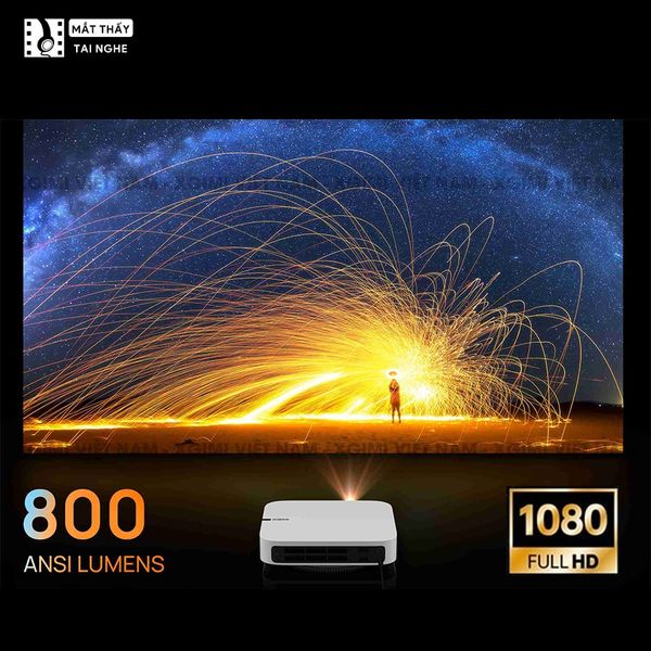 Xgimi Elfin - Máy chiếu thông minh tích hợp hệ điều hành Android, độ sáng 800 ansi lumens, phân giải Full HD, hỗ trợ các tính năng căn chỉnh thông minh và loa Harman Kardon