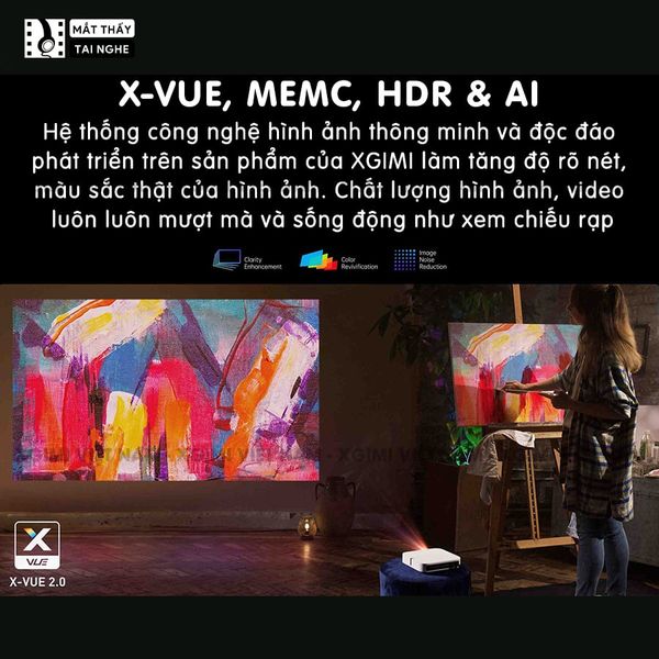 Xgimi Elfin - Máy chiếu thông minh tích hợp hệ điều hành Android, độ sáng 800 ansi lumens, phân giải Full HD, hỗ trợ các tính năng căn chỉnh thông minh và loa Harman Kardon