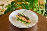  Grilled Sapa Salmon with Cham Cheo & Sauteed Tonkin Jasmine With Bok Choy 