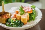  Fresh Noodles With Spring Rolls & Beed Wrapped In Betal Leaf 
