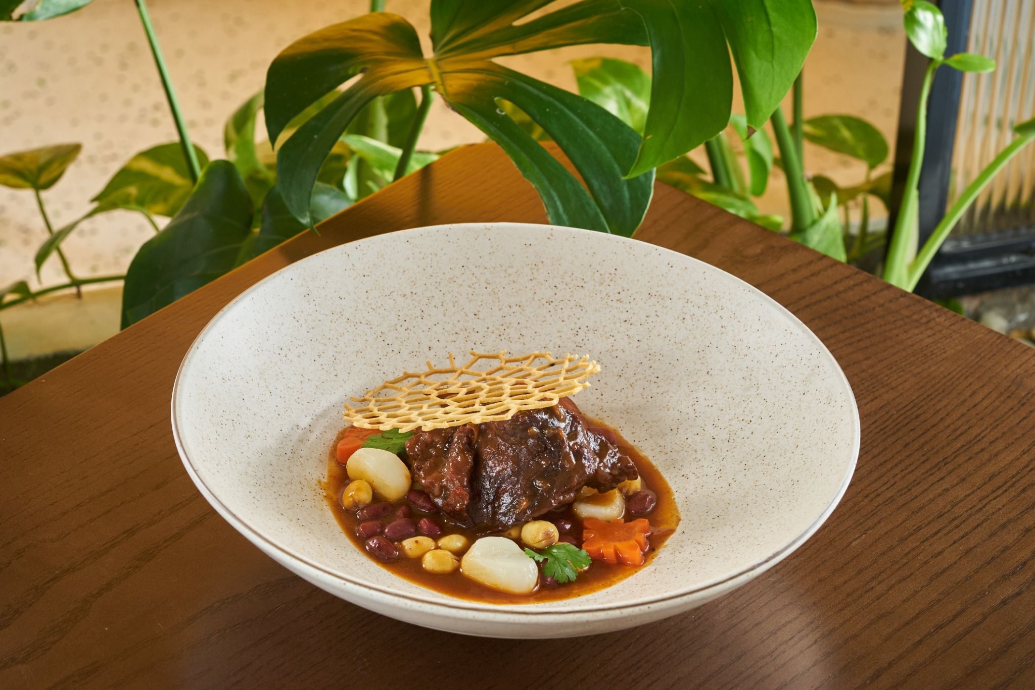  Braised Beef Cheek In Hanoi Apricot Wine, Lotus Seeds, Red Beans & Clementine 
