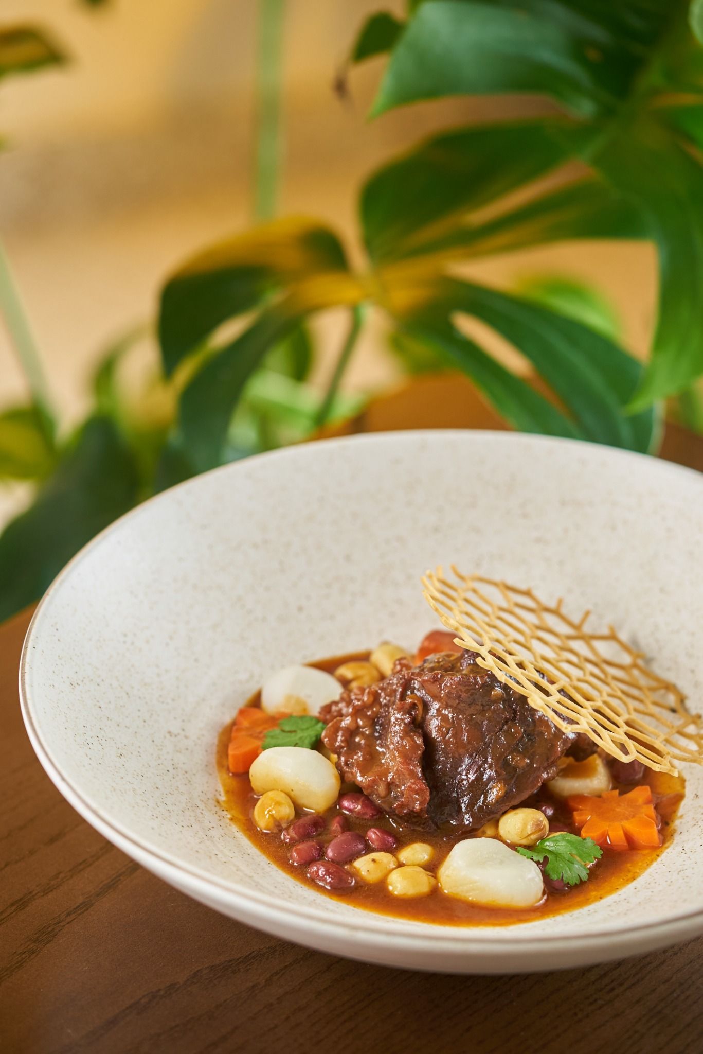  Braised Beef Cheek In Hanoi Apricot Wine, Lotus Seeds, Red Beans & Clementine 