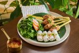 Grilled Shrimp & Squid, Pork Paste On Rice Vermicelli Sheet 