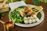  Grilled Shrimp & Squid, Pork Paste On Rice Vermicelli Sheet 