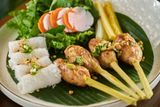  Grilled Shrimp & Squid, Pork Paste On Rice Vermicelli Sheet 