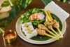 Grilled Shrimp & Squid, Pork Paste On Rice Vermicelli Sheet