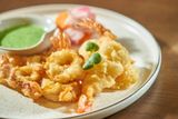  Crispy Fried Shrimp & Squid with Green Chili Sauce 