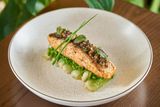  Grilled Sapa Salmon with Cham Cheo & Sauteed Tonkin Jasmine With Bok Choy 