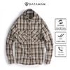  Áo sơ mi nam dài tay caro trắng nâu DATAMAN, 2 túi ngực - SMDT22-05 