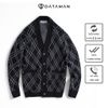  Áo CARDIGAN Unisex DATAMAN dáng rộng họa tiết kẻ chéo, 2 túi, chất len Acrylic giả cashmere mềm mại - DT22-21 