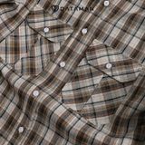  Áo sơ mi nam dài tay caro trắng nâu DATAMAN, 2 túi ngực - SMDT22-05 