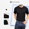 Áo thun cotton cổ tròn nam DATAMAN, chất liệu cotton đũa co giãn, thấm hút mồ hôi, tay raglan trẻ trung - ATCT22-01-Đen
