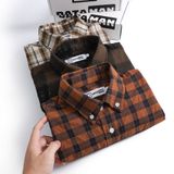  Áo sơ mi nam dài tay caro trắng nâu DATAMAN, 2 túi ngực - SMDT22-05 