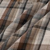  Áo sơ mi nam dài tay caro trắng nâu DATAMAN, 2 túi ngực - SMDT22-05 