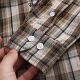  Áo sơ mi nam dài tay caro trắng nâu DATAMAN, 2 túi ngực - SMDT22-05 