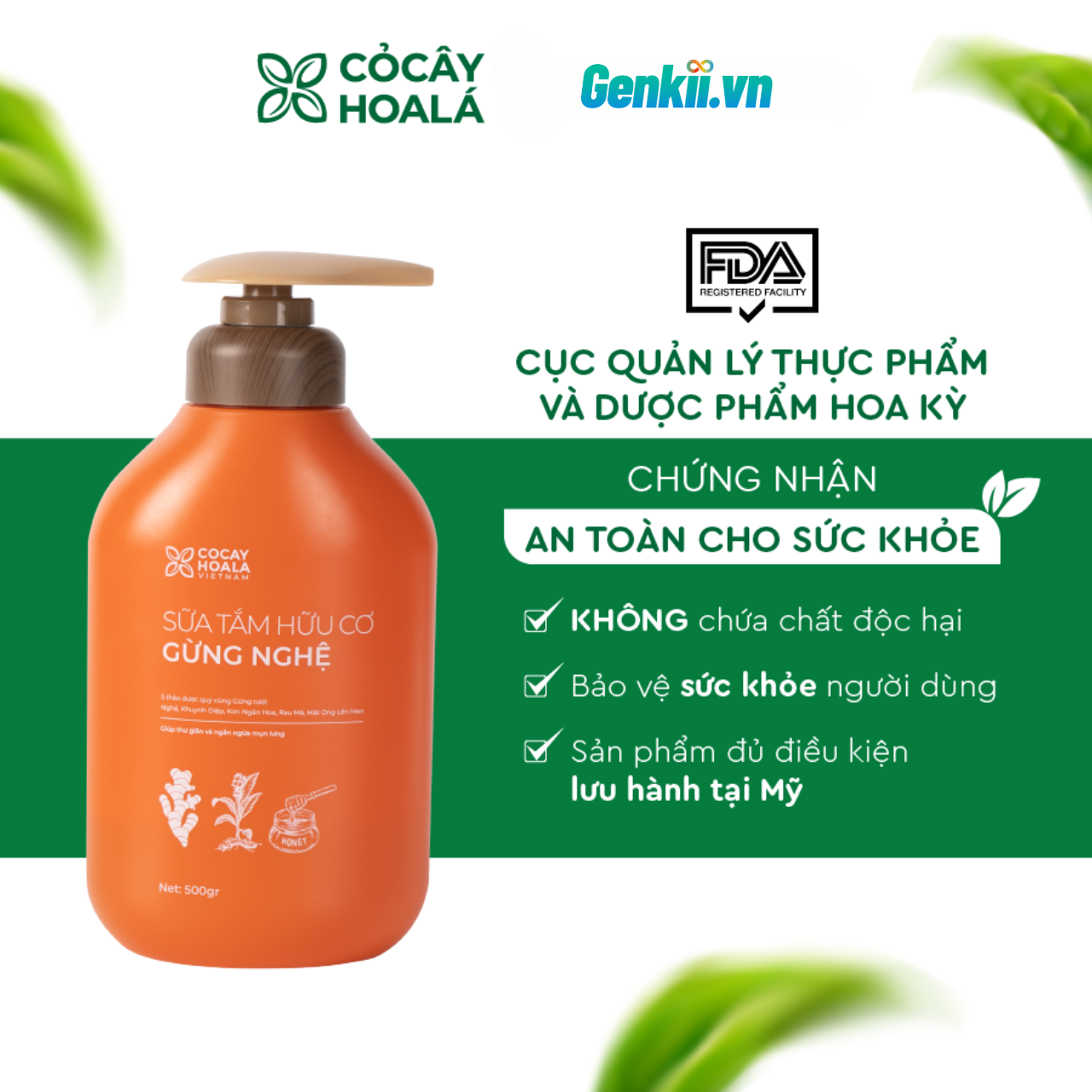  Sữa Tắm Thảo Dược Hữu Cơ Gừng Nghệ Cỏ Cây Hoa Lá 500gr Làm Sạch Sâu, Ngăn Ngừa Mụn Trên Da 