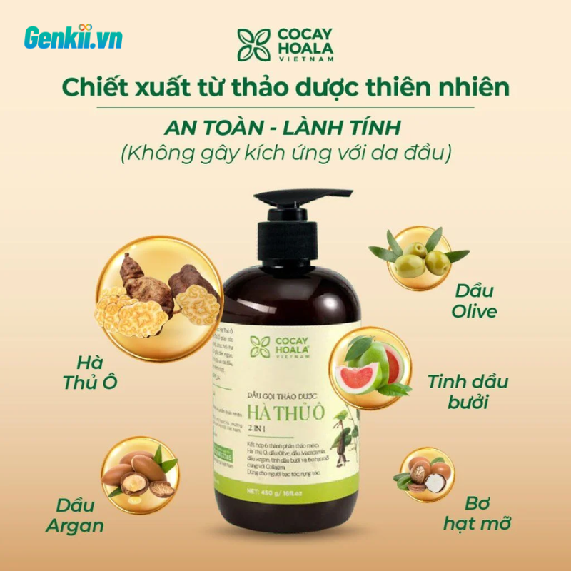  Dầu Gội Thảo Dược Hà Thủ Ô 2IN1 Cỏ Cây Hoa Lá 450G cải thiện tóc gãy rụng 