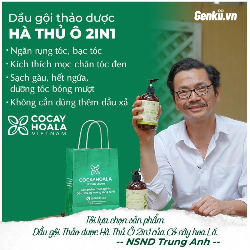  Dầu Gội Thảo Dược Hà Thủ Ô 2IN1 Cỏ Cây Hoa Lá 450G cải thiện tóc gãy rụng 