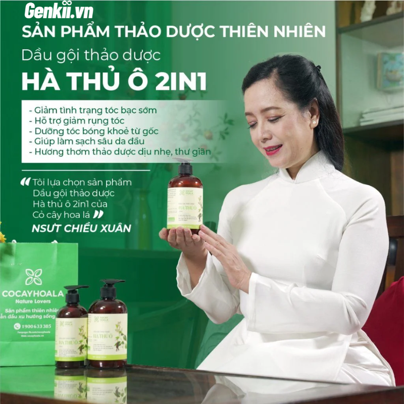  Dầu Gội Thảo Dược Hà Thủ Ô 2IN1 Cỏ Cây Hoa Lá 450G cải thiện tóc gãy rụng 