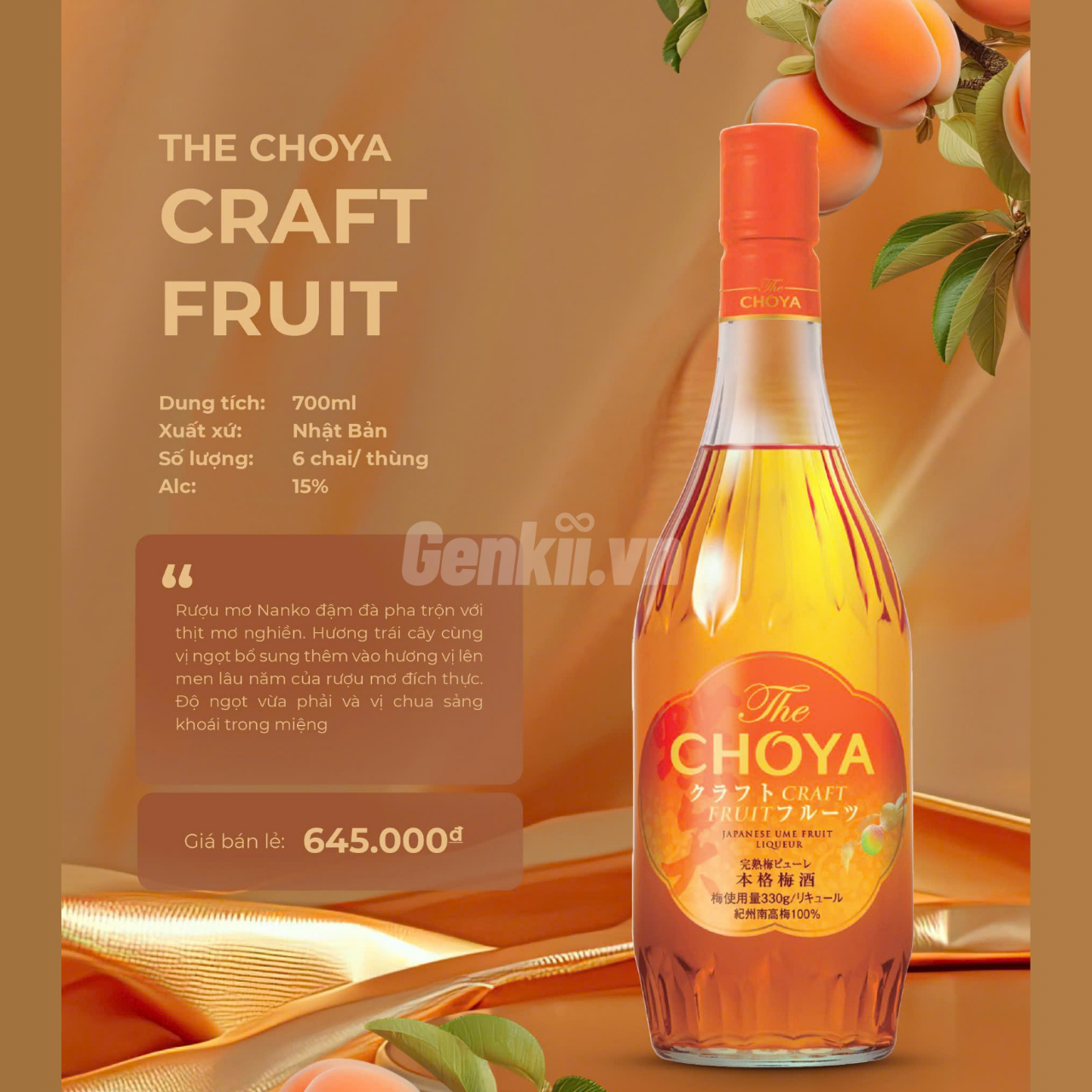  Rượu mơ Choya Craft Fruit 