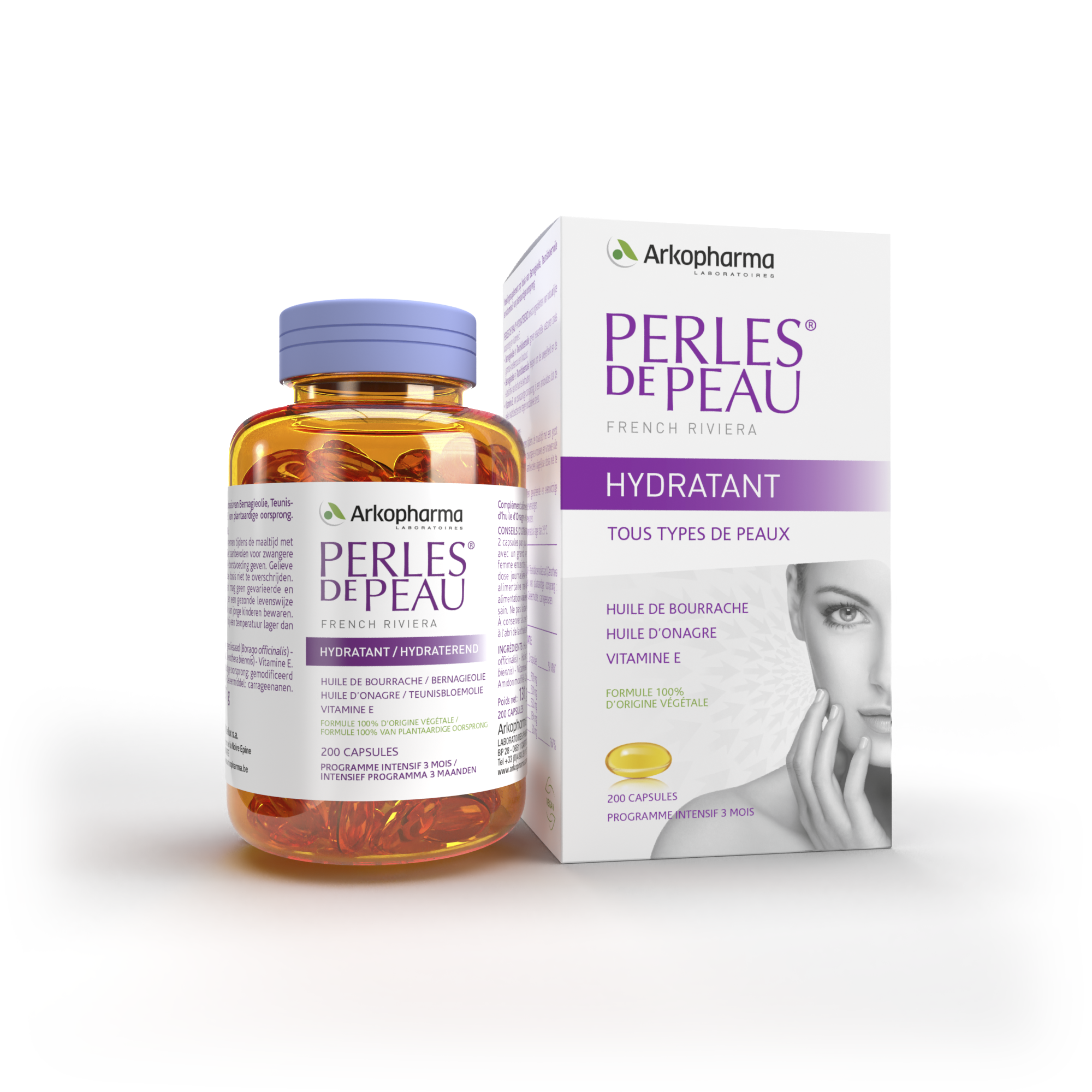  PERLES PEAU HYDRATANT X180 - Viên uống dưỡng ẩm đẹp da Perles de Peau Hydratant (hộp 180 viên) 