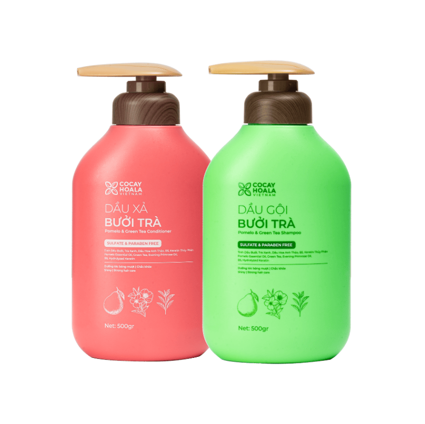  Combo Gội Xả Bưởi Trà Cỏ Cây Hoa Lá 500g Phục Hồi Tóc Hư Tổn 