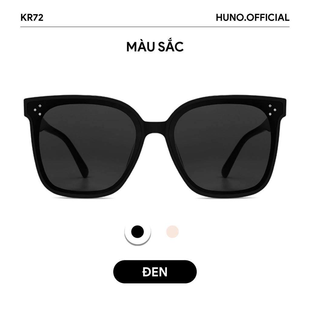 Kính râm nam nữ HUNO, thiết kế gọng vuông basic, chống tia UV400