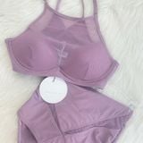  Ella Mesh Top Recycled MAUVE & Ella Mesh High Waist Bottoms Recycled MAUVE 