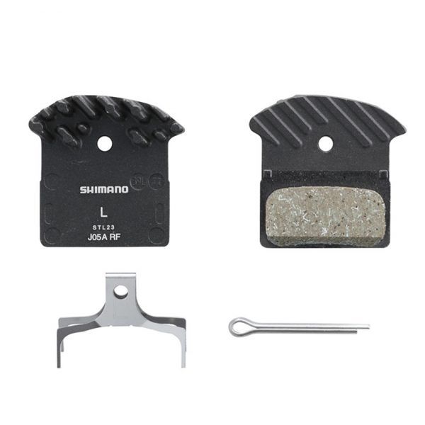 Gôm Thắng Đĩa Xe Đạp SHIMANO J05A-RF Resin Pad W/ Fin (J05A-RF) – 1 Cặp, Pad Spring, W/Split Pin, Combo Disc Brake Pad