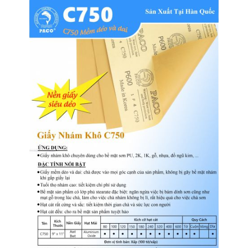 Giấy nhám PACO - Loại C750