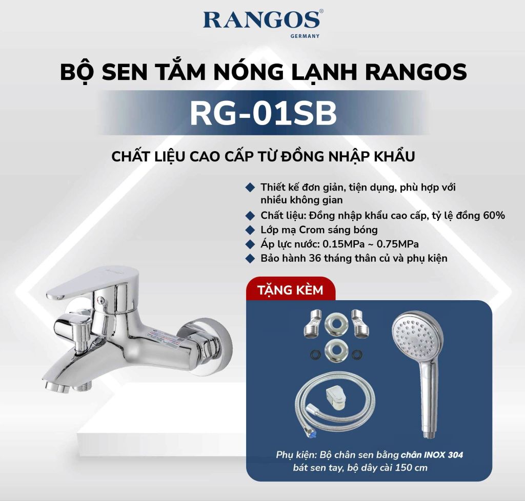Bộ sen tắm nóng lạnh Rangos RG-01SB