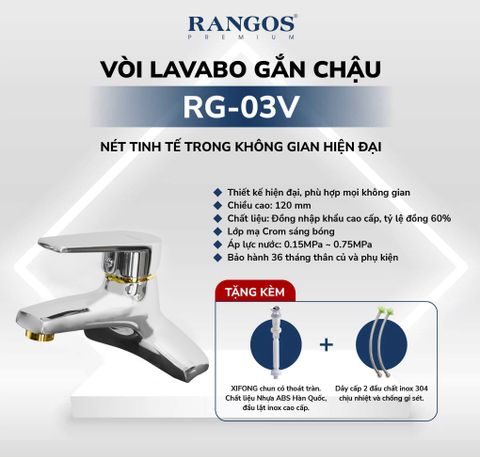 Bộ vòi lavabo gắn chậu Rangos RG-03V