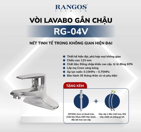 Bộ vòi lavabo gắn chậu Rangos RG-04V
