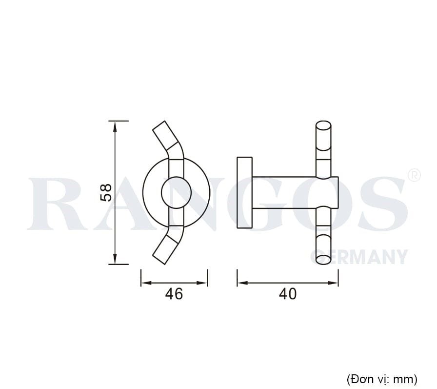 Móc treo khăn đơn 2 móc RANGOS RG-PK1905-B