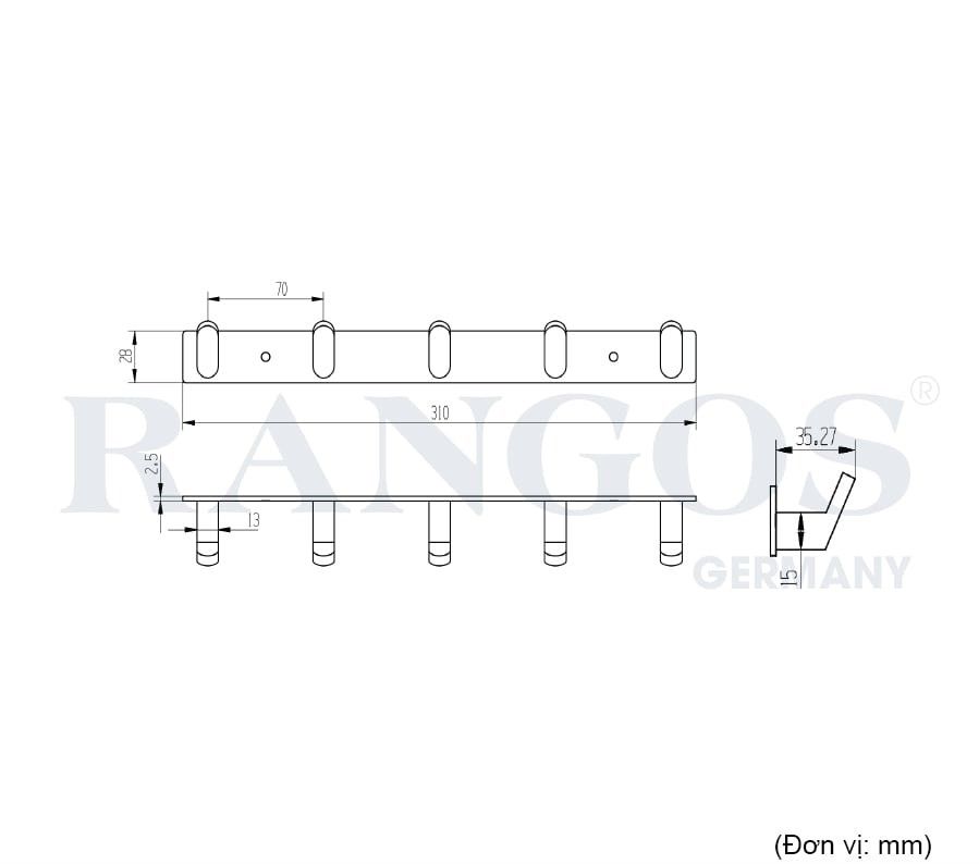 Móc khăn 5 chấu RANGOS RG-PK2017A-5