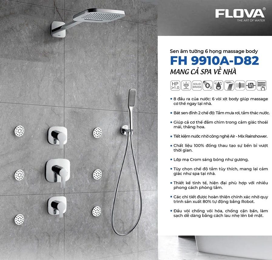 Sen âm tường cao cấp sáu họng massage FH 9910A-D82
